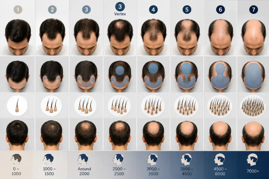 How Many Hair Grafts Are Needed at Different Stages of Baldness?