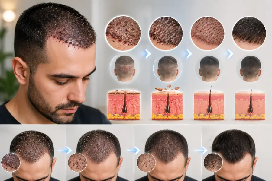 What Should You Expect in Weeks 2–4 weeks (Scabs, Shedding & Shock Loss)